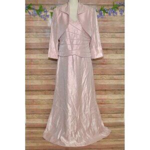 NWT Jessica Howard Pink 2 Piece Maxi Gown Dress & Jacket Size 12 Formal Event